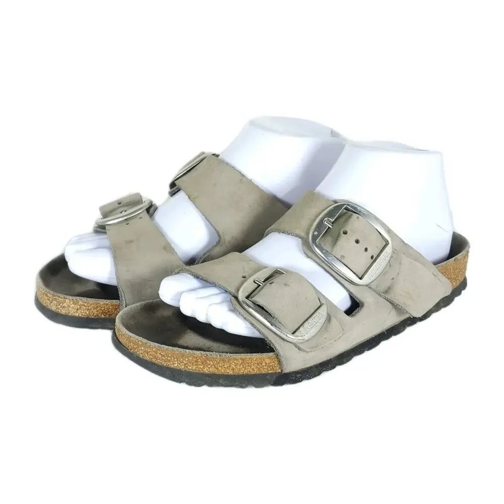 BIRKENSTOCK Women's Arizona Big Buckle US7 EU38 Gray Nubuck Slide Sandals Shoes